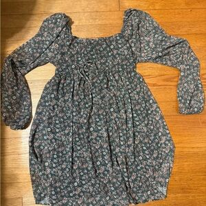 Altar'd State Dark Green Floral Smocked Mini Dress